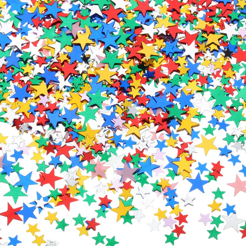 Hestya 60g Star Confetti Glitter Table Confetti Metallic Foil Stars for Christmas Party Wedding Festival Decorations(Multicolor,10mm and 6mm) - Image 1